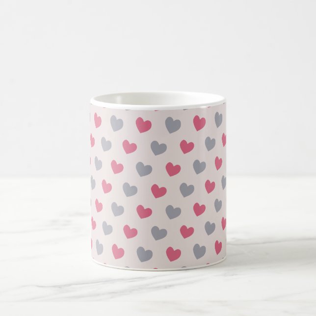 Mug Forme vintage du coeur rouge et gris (Centre)