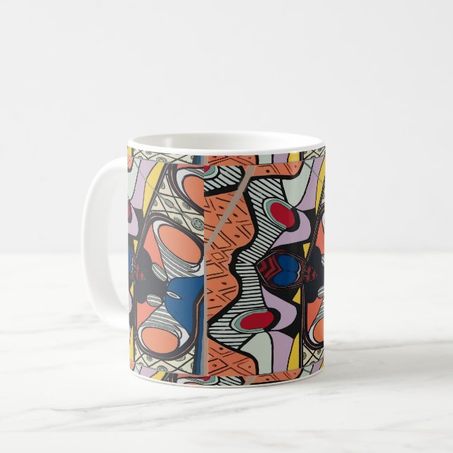 Mug Formes Abstraites, style Matisse, ajouter du texte (Devant gauche)