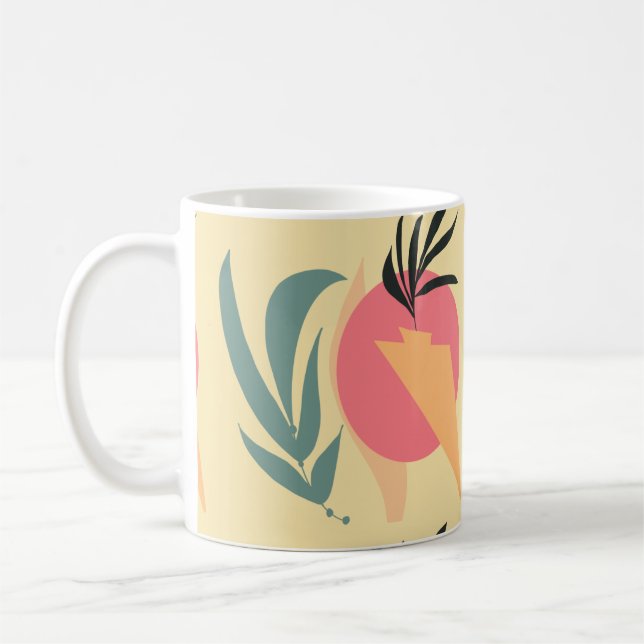 Mug Formes d'illustration Plante Abstrait rose jaune (Gauche)