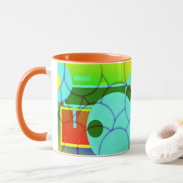 Mug Formes géométriques colorées Art Abstrait (Avec donut)