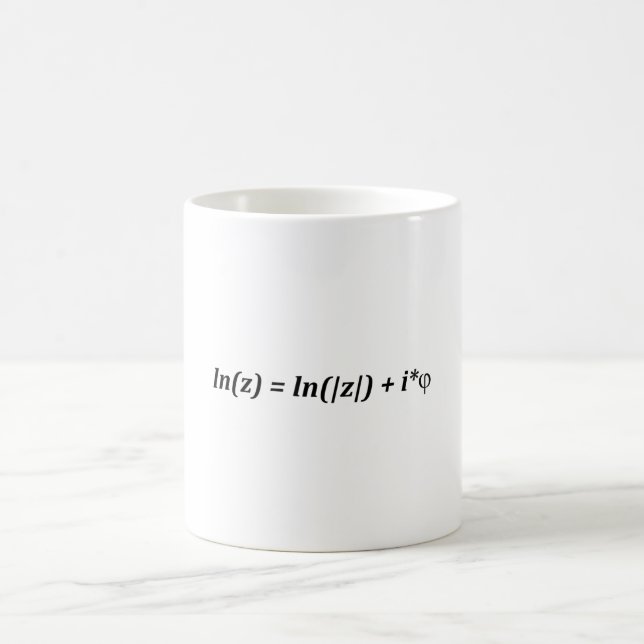 Mug Formule mathématique ln(z) = ln(|z|) + i*j (Centre)