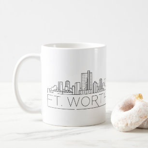 Mug Fort Worth, Texas  Ligne Skyline Stylisée Ville
