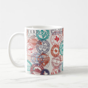 Mug Fort Worth Texas Set de timbres. Timbre De Voyage.