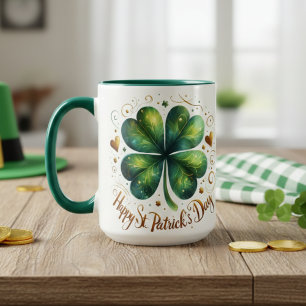 Mug Four Leaf Clover Green et Gold St Patrick's Day