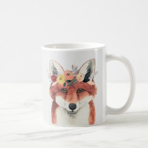 Mug Fox de forestier de couronne de fleur