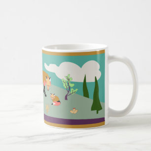 Mug Fox et bébé dans le désert