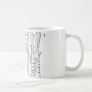 Mug Fox isolé dans des arbres de bouleau