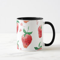 Fraises d'aquarelle Berries peintes rose et rouge