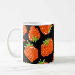 Mug Fraises Noir : Texture Vintage sans fil