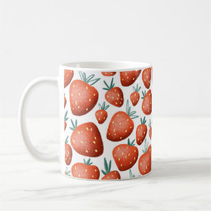 Mug Fraises rouges Arrière - plan blanc sans joint