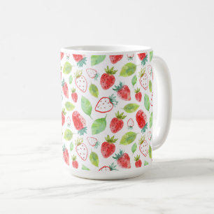 Mug Fraises rouges et café Feuille vert