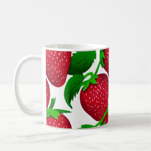 Mug Fraises sur Motif Arrière - plan blanc