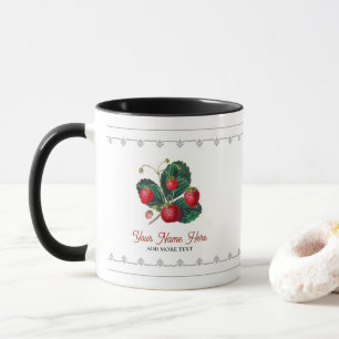 Mug Fraises vintages avec producteurs Feuille de fruit