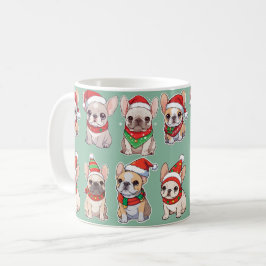 Mug Français Bulldogs Pastel Motif de Noël