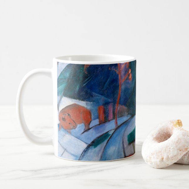 Mug Franz Marc Bison en hiver (bison rouge) (Avec donut)