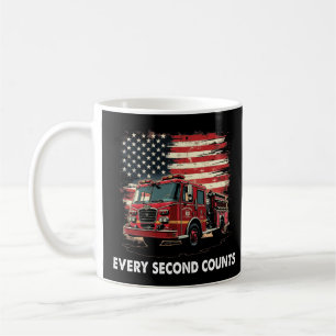 Mug Frapeau américain pompier léger ligne rouge pompie