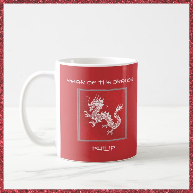 Mug Frapper l'année rouge et blanche du dragon (Créateur téléchargé)