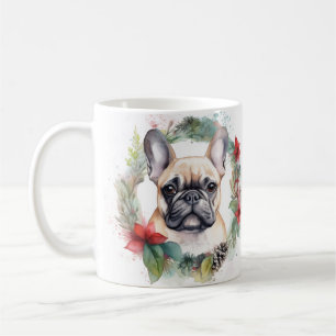 Mug French Bulldog Christmas Wreath Festive Pup