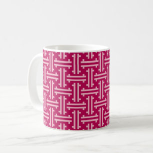 Mug Fret chinois Art déco, rose fuchsia