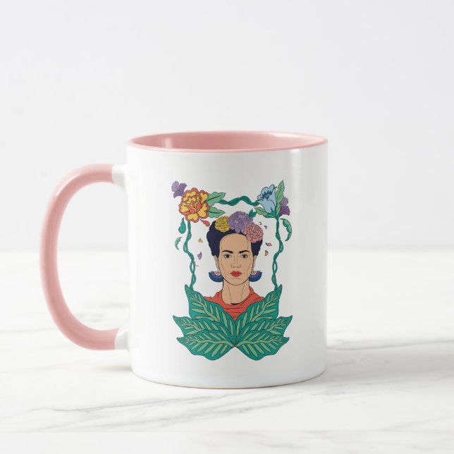 Mug Frida Kahlo Graphisme du cadre floral (Gauche)