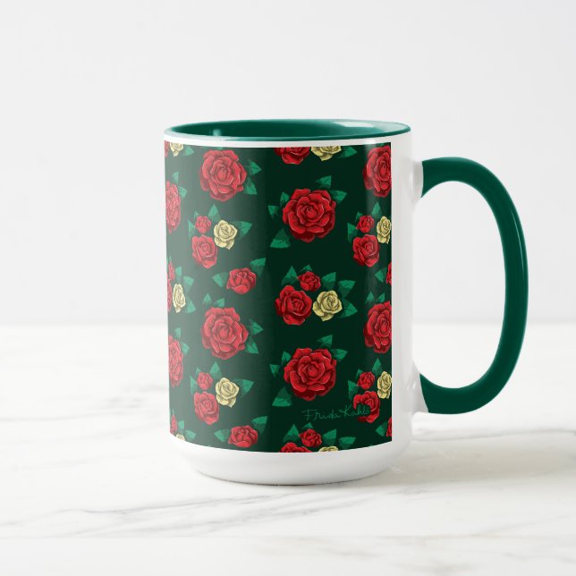Mug Frida Kahlo | motif rouge et de rose d'or (Droite)