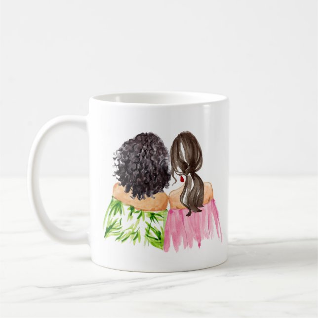 Mug Friends Forever Gig Coiffure noire et Brunette (Gauche)