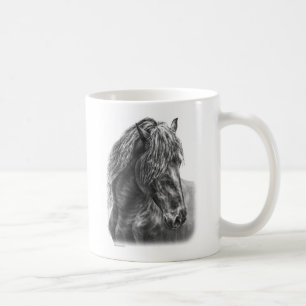 Mug Friesian Horse Portrait Wavy Mane
