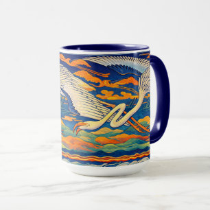 Mug Frieze Art Nouveau de flamants roses volants rétro