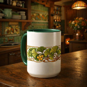 Mug Frise Art Nouveau Rétro Ginkgo Biloba