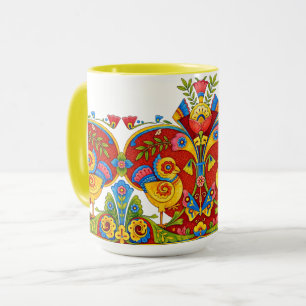 Mug Frise rétro de l'ère victorienne oiseaux papillons