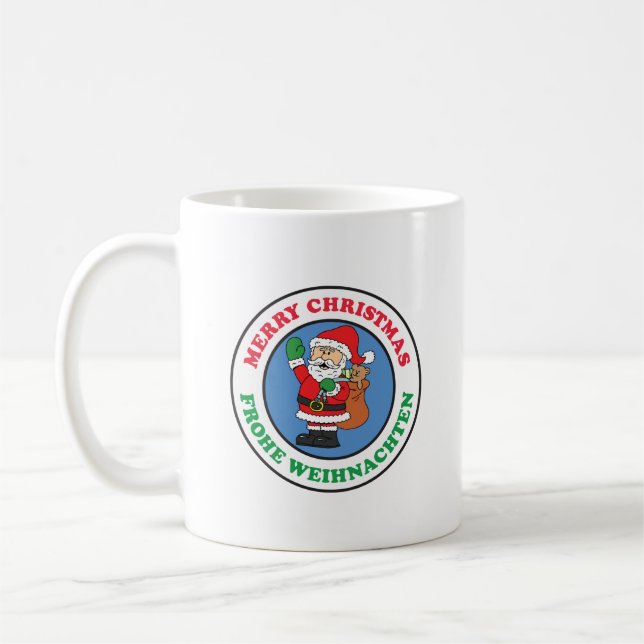 Mug Frohe Weihnachten Allemagne Noël Père Noël (Gauche)