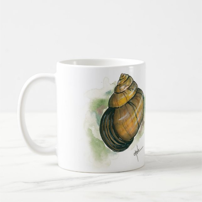 Mug Front interne d'escargot et aquarelle arrière (Gauche)