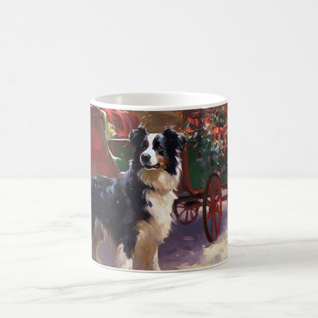 Mug Frontière Collie Festive de Noël (Centre)