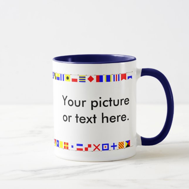 Mug Frontières du drapeau A au Z de signal nautique (Droite)