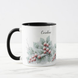 Mug Frosted Winter Berry and Spruce Botanical Holiday