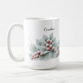Mug Frosted Winter Berry and Spruce Botanical Holiday