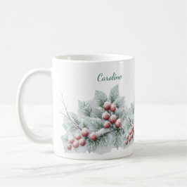 Mug Frosted Winter Berry and Spruce Botanical Holiday