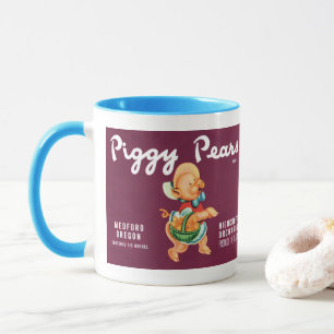 Mug Fruit Crate vintage Art Étiquette avec poires à pi