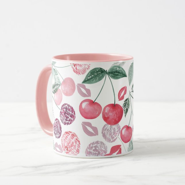 Mug Fruit de cerise rouge élégant (Devant gauche)