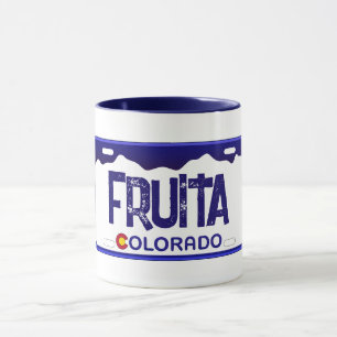 Mug Fruita Colorado plaque d'immatriculation bleue