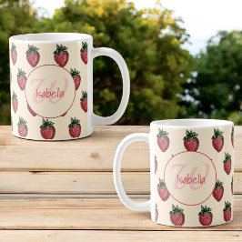 Mug Fruité fraise fraîche Motif Nom du monogramme