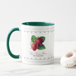 Mug Fruits de fraise Vintage Ajouter Votre Nom
