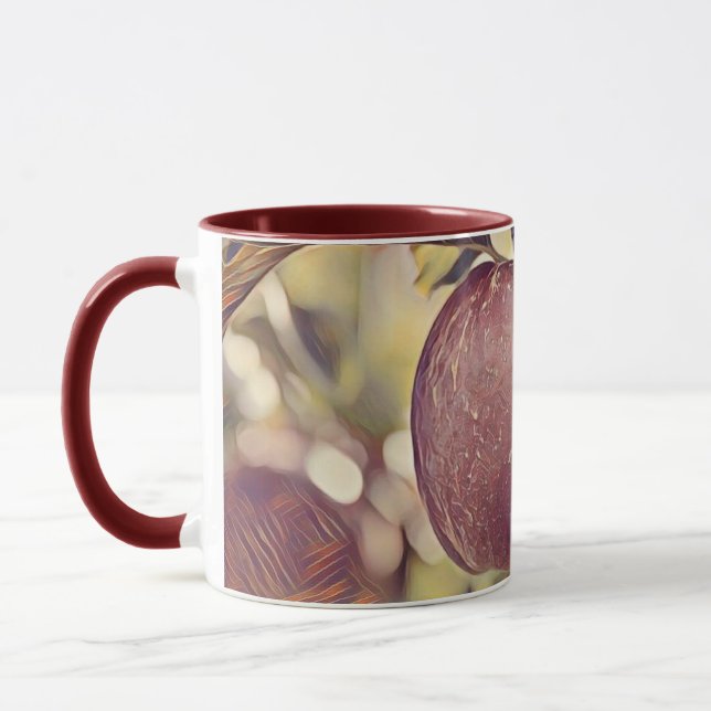 Mug Fruits de pomme rouge automne et aquarelle feuille (Gauche)
