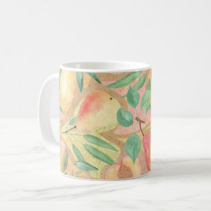 Mug Fruits, pêches, poires, citrons, aquarelle