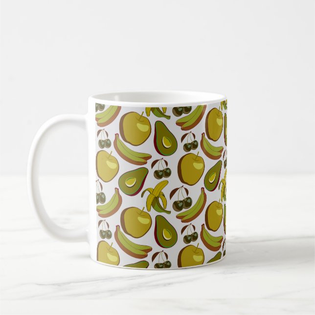 Mug Fruits tropicaux sans couture motif jaune et blanc (Gauche)