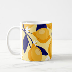 Mug Fruits vintages au citron : motif alimentaire.