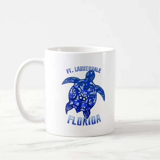 Mug Ft Lauderdale Floride Vacances Tortue tribale (Gauche)