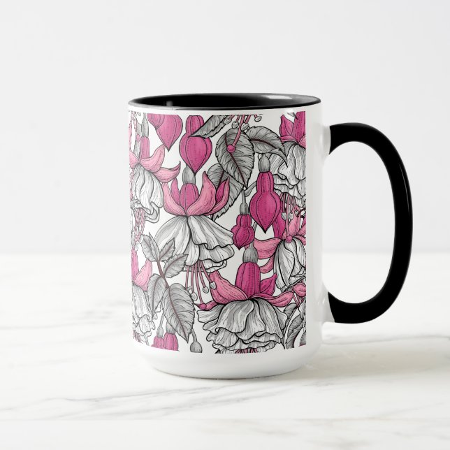 Mug Fuchsia en blanc et rose (Droite)
