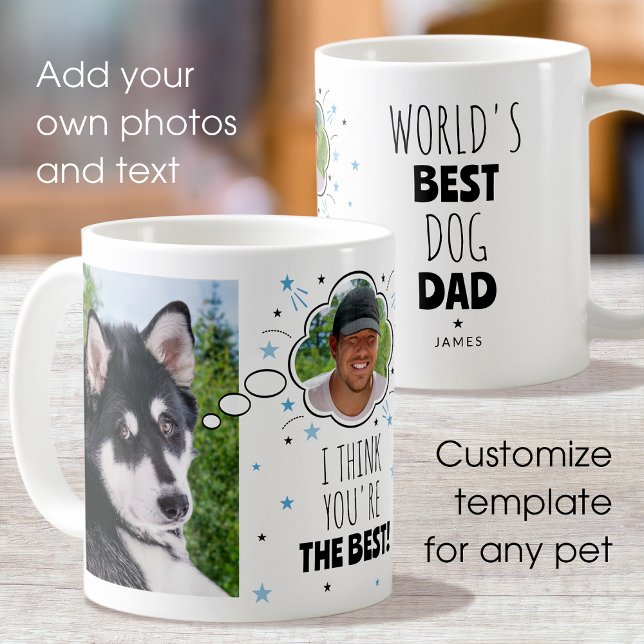 Mug Fun Chien Papa Pensé Bulle Photo personnalisée (Créateur téléchargé)