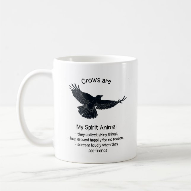 Mug Fun Crows Bird Spirit Animal Humour Citation Totem (Gauche)